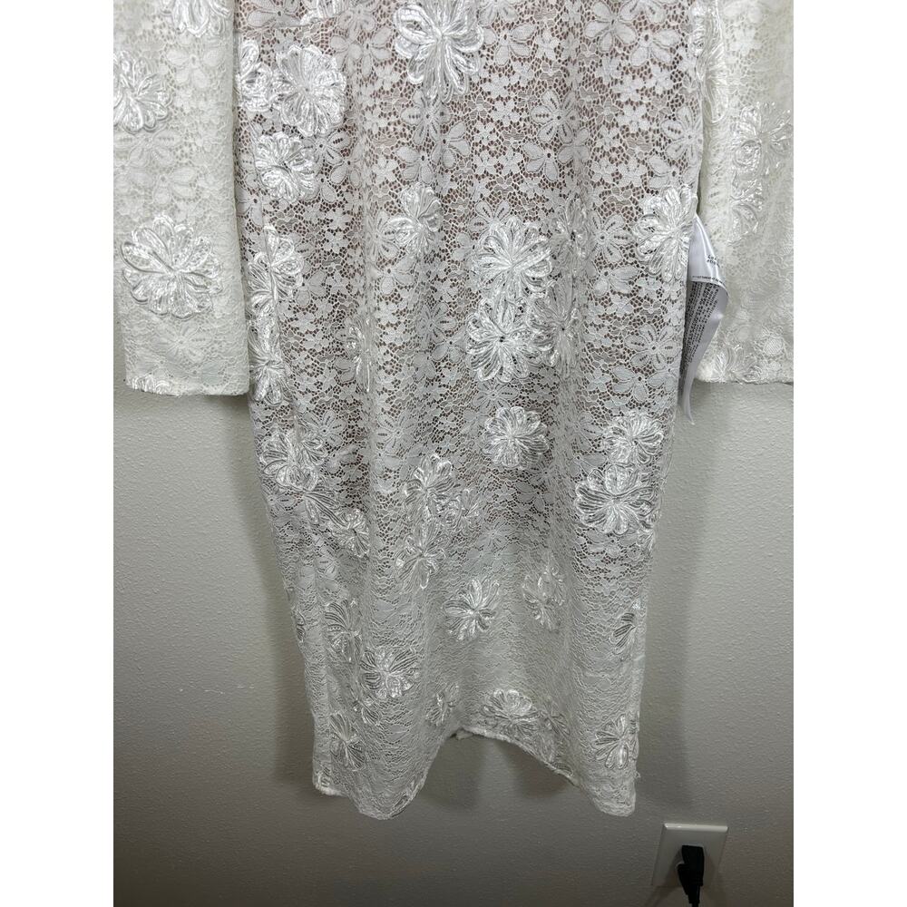 Dress the Population NWT Sophia Floral Lace Midi Dress White Large Bridal Formal - Picture 5 of 7